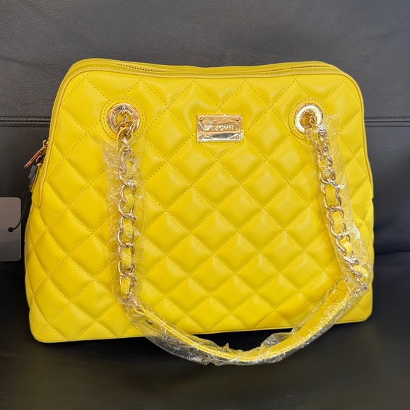 NWT St. John leather Yellow Quilted Shoulder Bag - Picture 2 of 10